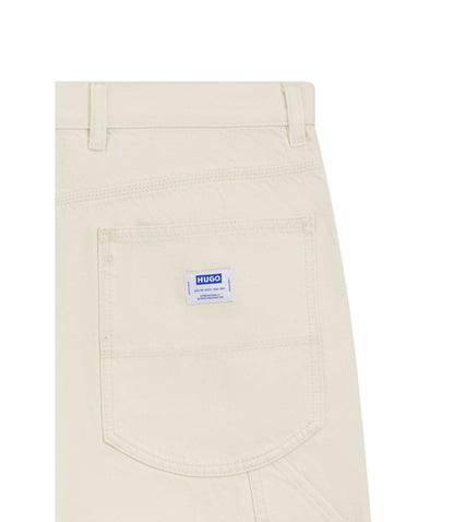 Hugo Loose Fit Jeans In Ecru Denim White