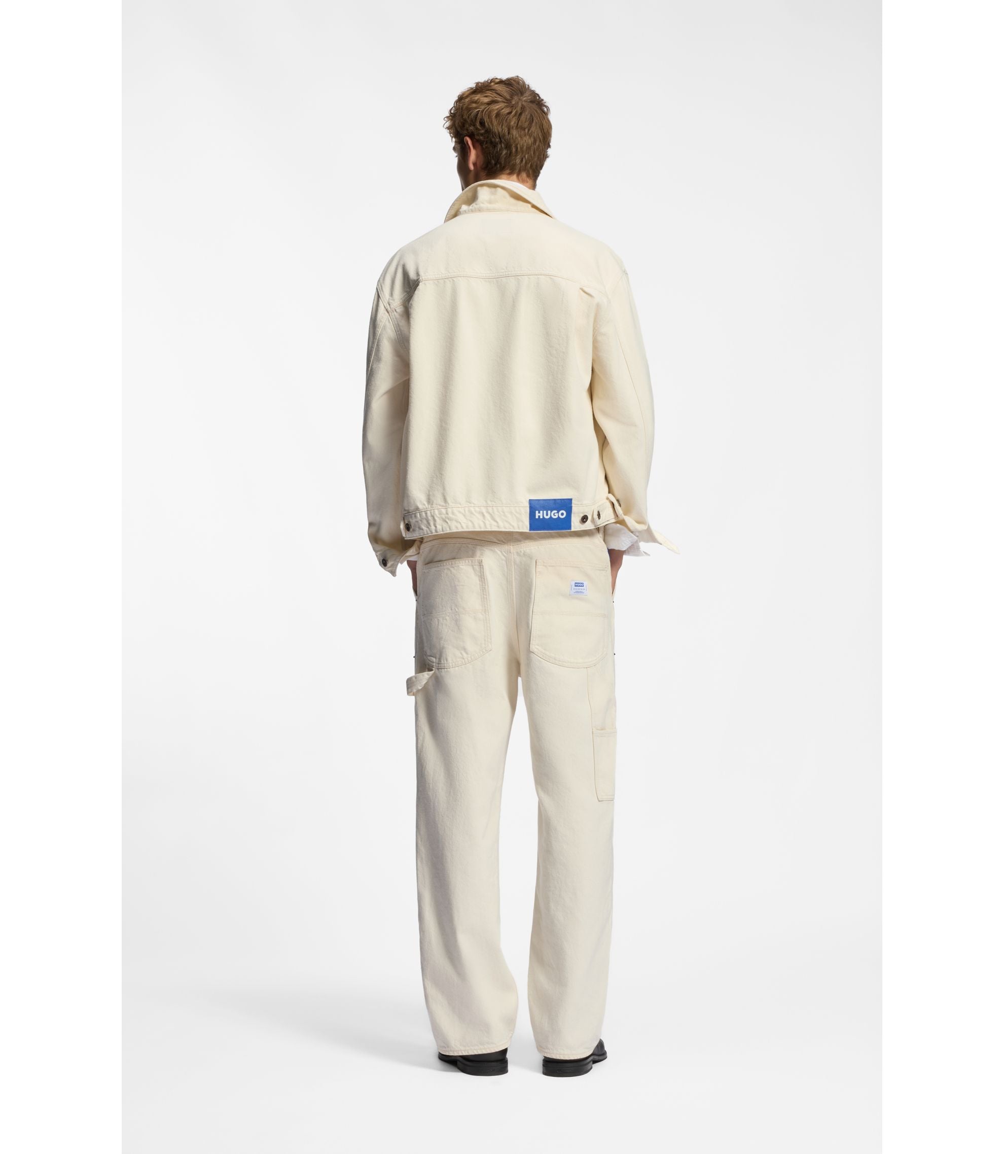 Hugo Loose Fit Jeans In Ecru Denim White