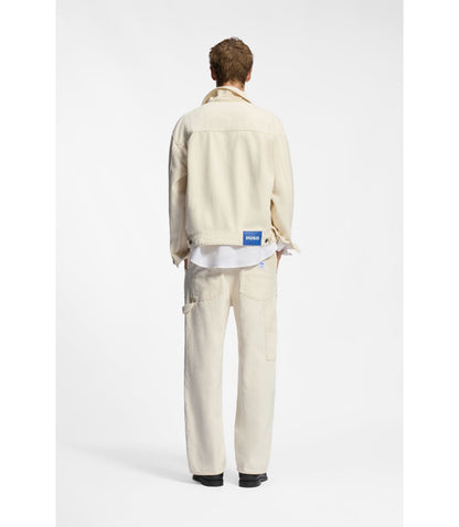 Hugo Relaxed Fit Trucker Jacket In Ecru Denim White