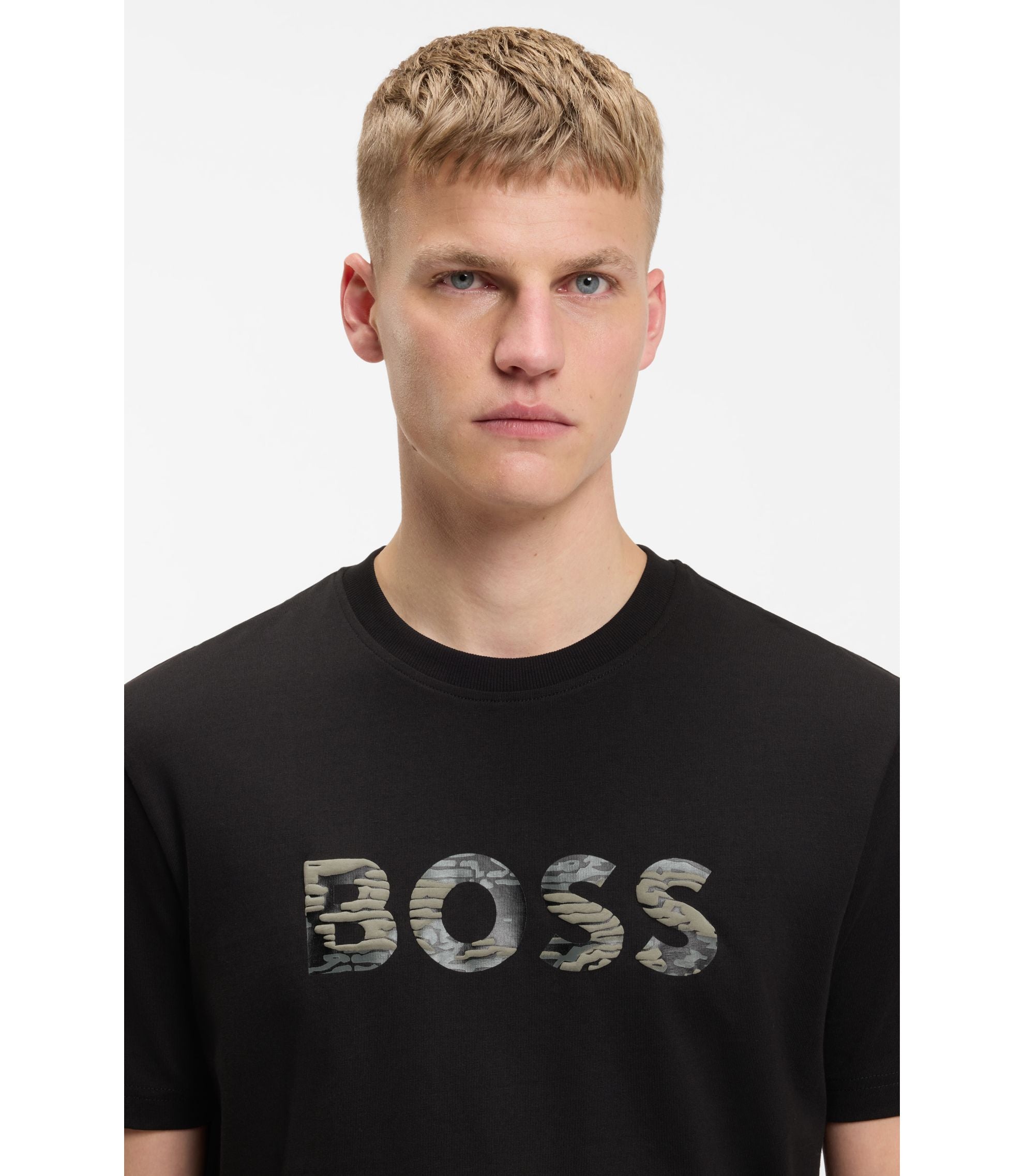 Boss Regular Fit T Shirt In Cotton Jersey Black