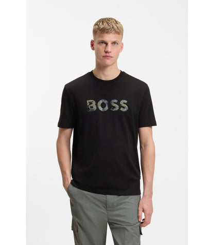 Boss Regular Fit T Shirt In Cotton Jersey Black