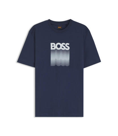 Boss Regular Fit T Shirt In Cotton Jersey Light Blue