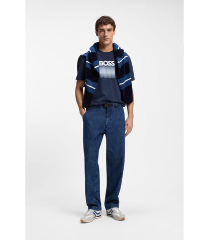Boss Regular Fit T Shirt In Cotton Jersey Light Blue