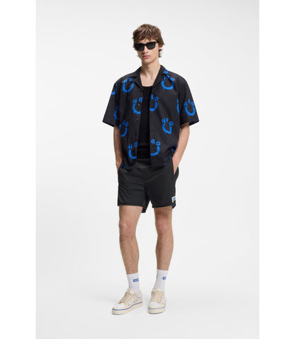 Hugo Water Repellent Shorts With Flag Logo Black