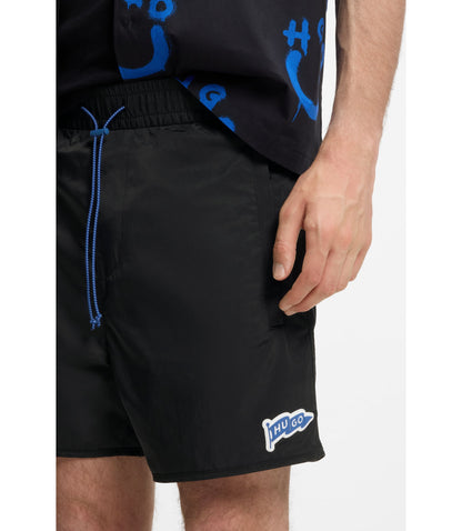 Hugo Water Repellent Shorts With Flag Logo Black