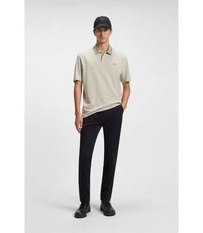 Boss Logo Detail Polo Shirt In Cotton Piqu Light Beige
