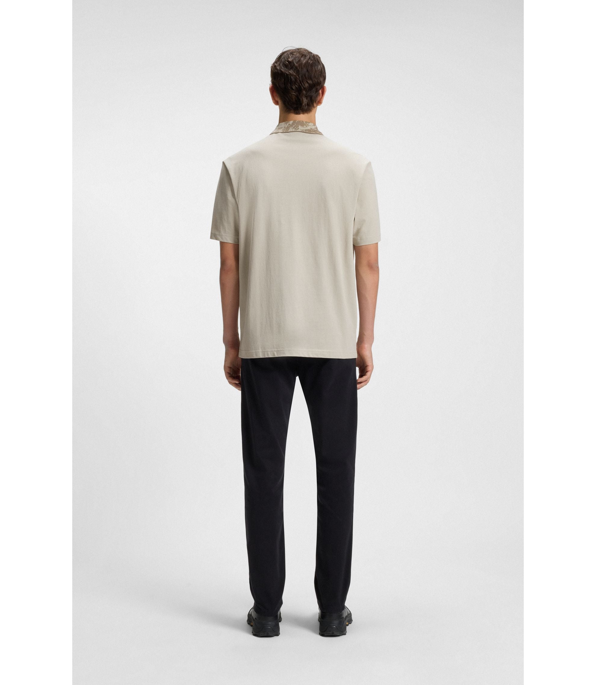 Boss Logo Detail Polo Shirt In Cotton Piqu Light Beige