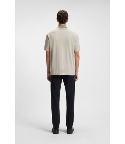 Boss Logo Detail Polo Shirt In Cotton Piqu Light Beige