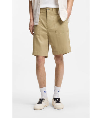Hugo Shorts In Mercerised Cotton Canvas Beige