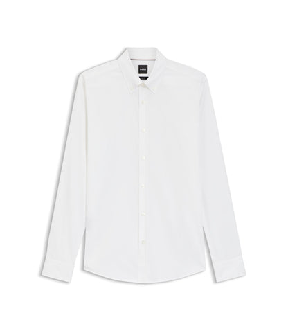 Boss Slim Fit Shirt In Cotton Blend Poplin White
