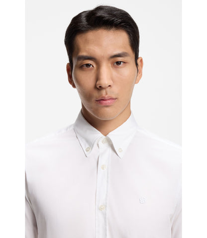 Boss Slim Fit Shirt In Cotton Blend Poplin White