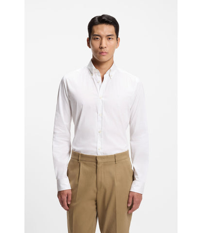 Boss Slim Fit Shirt In Cotton Blend Poplin White