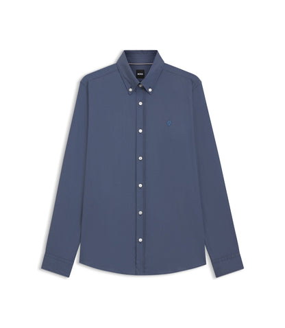 Boss Slim Fit Shirt In Cotton Blend Poplin Light Blue