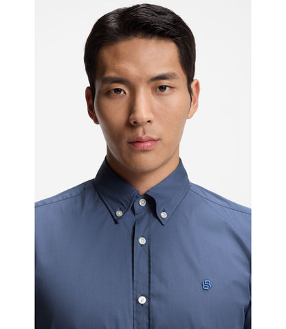 Boss Slim Fit Shirt In Cotton Blend Poplin Light Blue