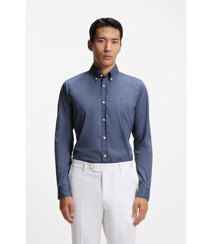 Boss Slim Fit Shirt In Cotton Blend Poplin Light Blue