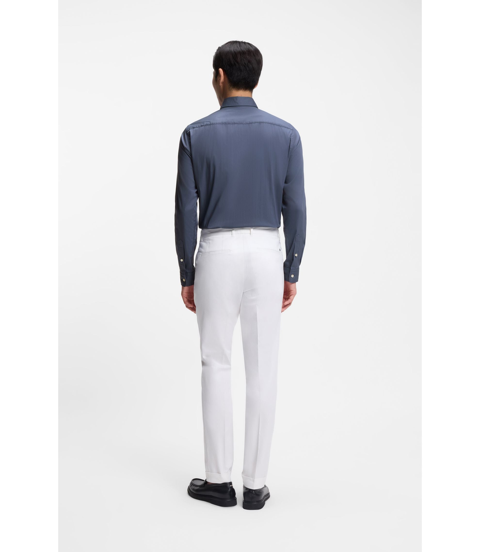 Boss Slim Fit Shirt In Cotton Blend Poplin Light Blue