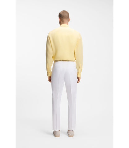 Boss Regular Fit Shirt In Linen Light Yellow