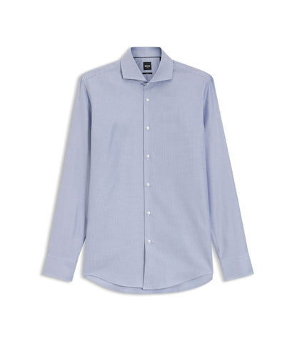 Boss Wrinkle Resistant Slim Fit Shirt In A Cotton Blend Blue