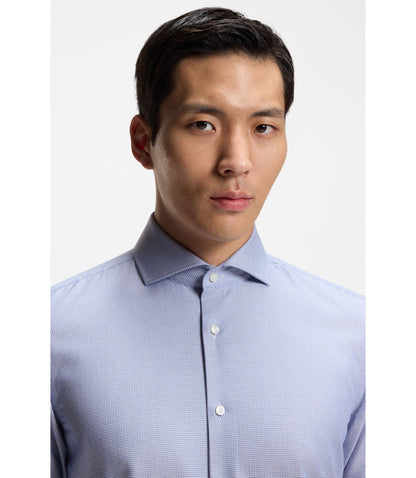 Boss Wrinkle Resistant Slim Fit Shirt In A Cotton Blend Blue