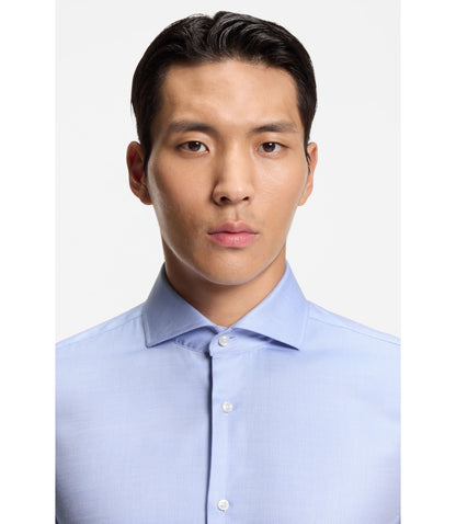 Boss Wrinkle Resistant Slim Fit Shirt In A Cotton Blend Light Blue