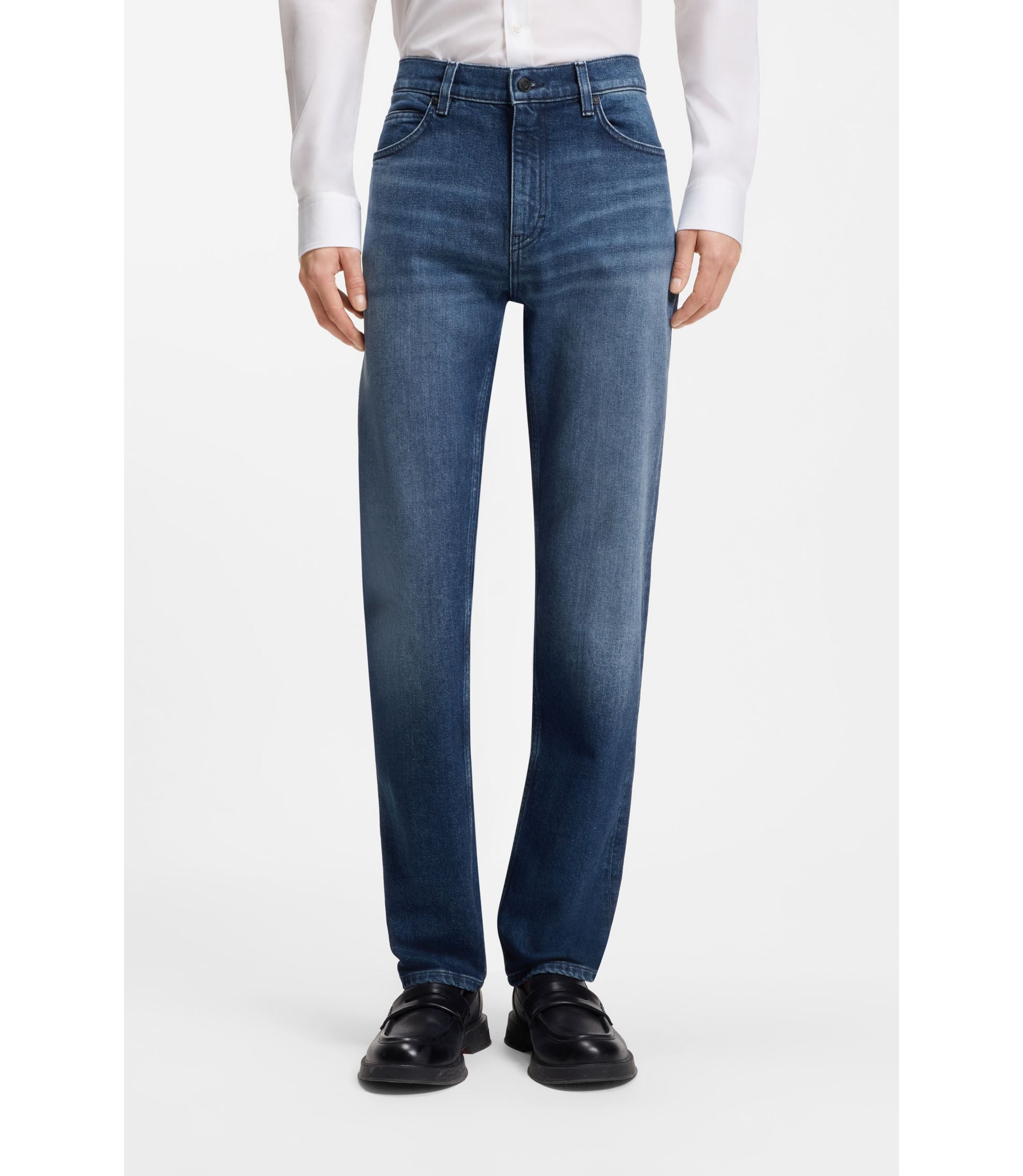 Hugo Blue Slim Fit Jeans In Comfort Stretch Denim Blue