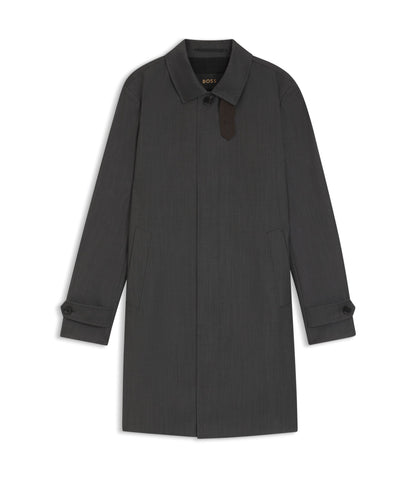 Boss Virgin Wool Coat With Water Repellent Finish Black