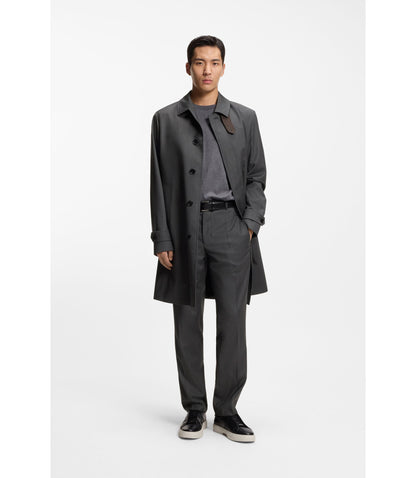 Boss Virgin Wool Coat With Water Repellent Finish Black