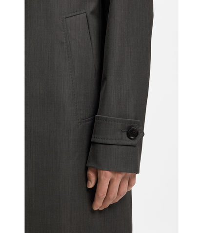 Boss Virgin Wool Coat With Water Repellent Finish Black