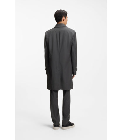 Boss Virgin Wool Coat With Water Repellent Finish Black
