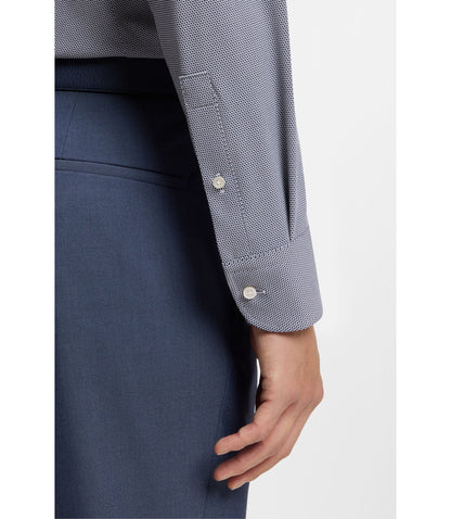 Boss Slim Fit Shirt In Structured Performance Stretch Fabric Dark Blue