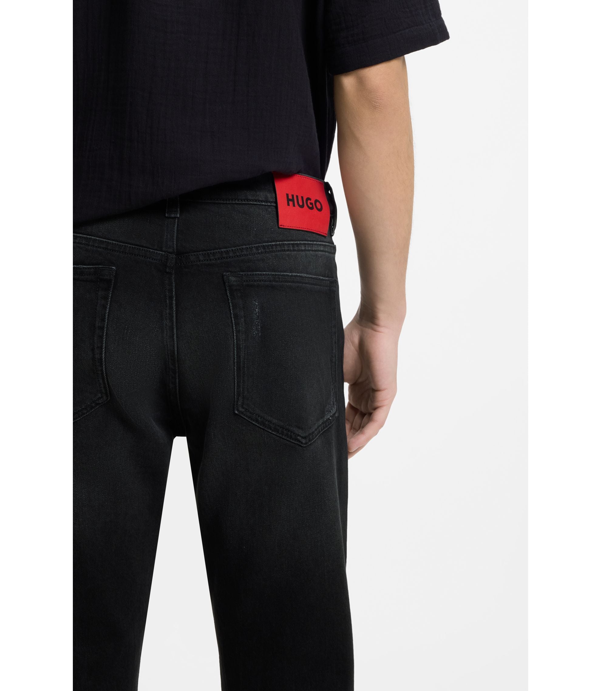 Hugo Slim Fit Jeans In Dark Gray Comfort Stretch Denim Dark Grey