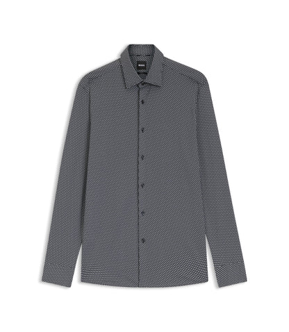 Boss Slim Fit Shirt In Italian Made Performance Stretch Fabric Black
