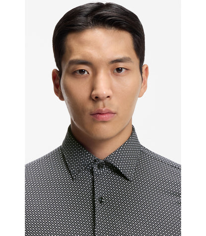 Boss Slim Fit Shirt In Italian Made Performance Stretch Fabric Black