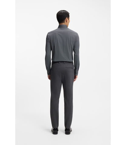 Boss Slim Fit Shirt In Italian Made Performance Stretch Fabric Black