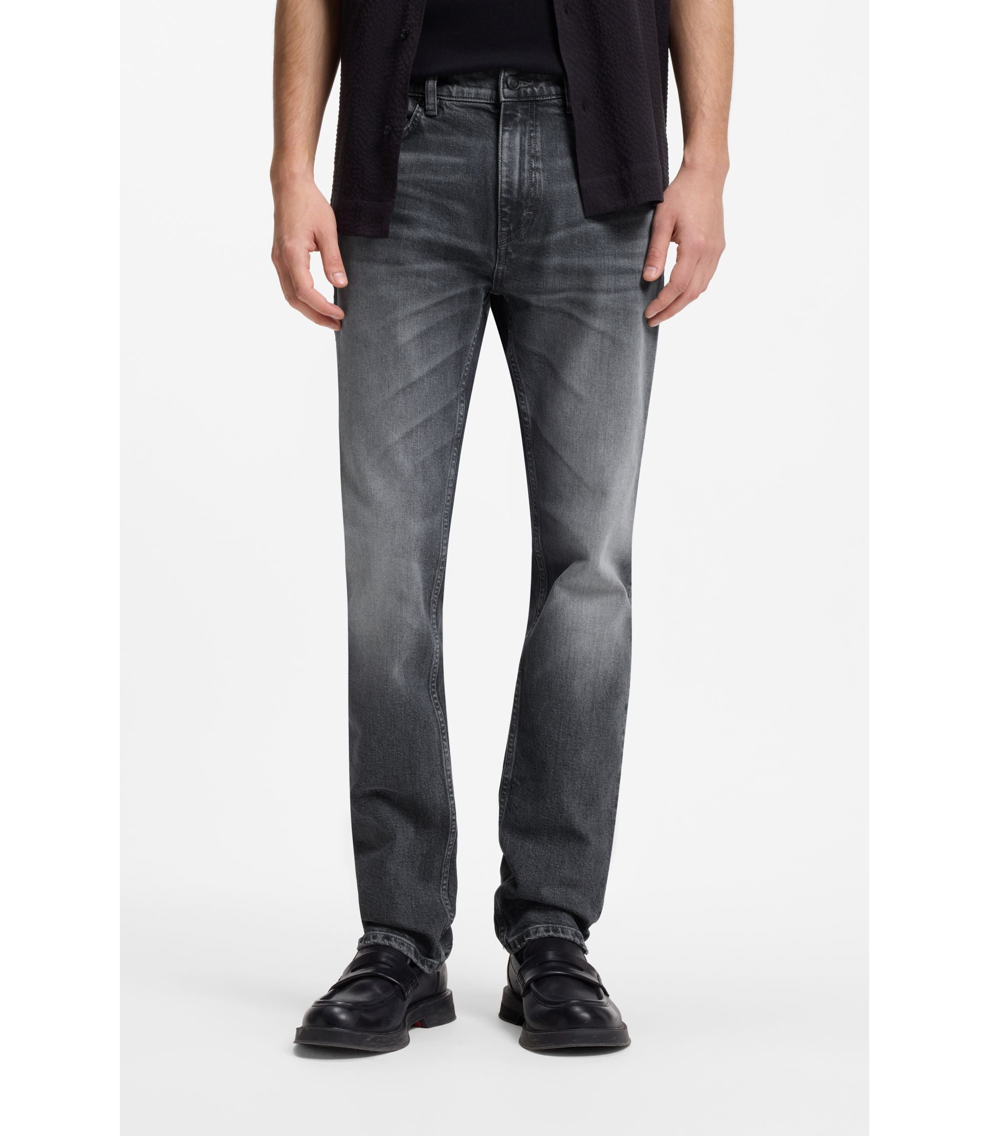 Hugo Slim Fit Jeans In Gray Comfort Stretch Denim Grey