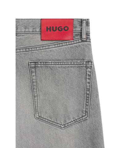 Hugo Grey Regular Fit Jeans In Stonewashed Denim Silver