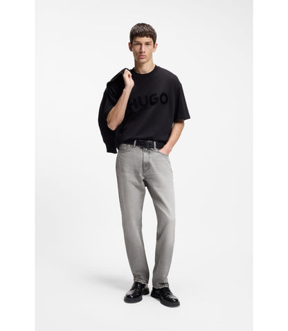 Hugo Grey Regular Fit Jeans In Stonewashed Denim Silver