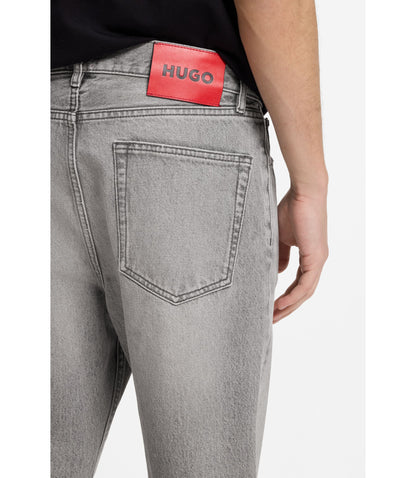 Hugo Grey Regular Fit Jeans In Stonewashed Denim Silver