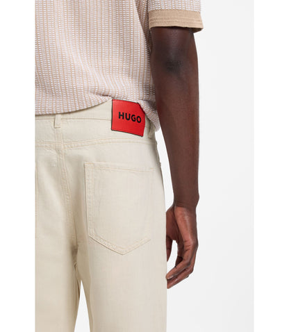 Hugo Relaxed Tapered Fit Jeans In Ecru Denim White