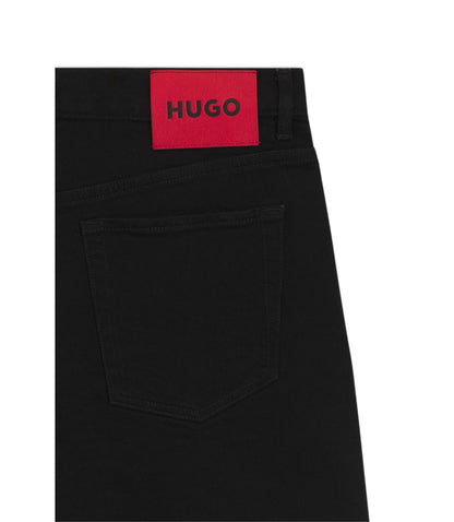 Hugo Tapered Fit Shorts In Black Stretch Denim Black