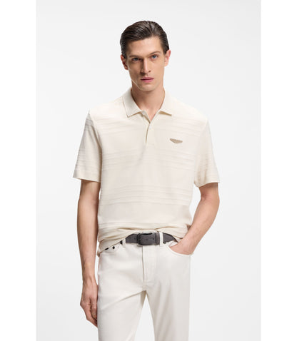 Boss X Aston Martin Polo Shirt In Cotton Jacquard White