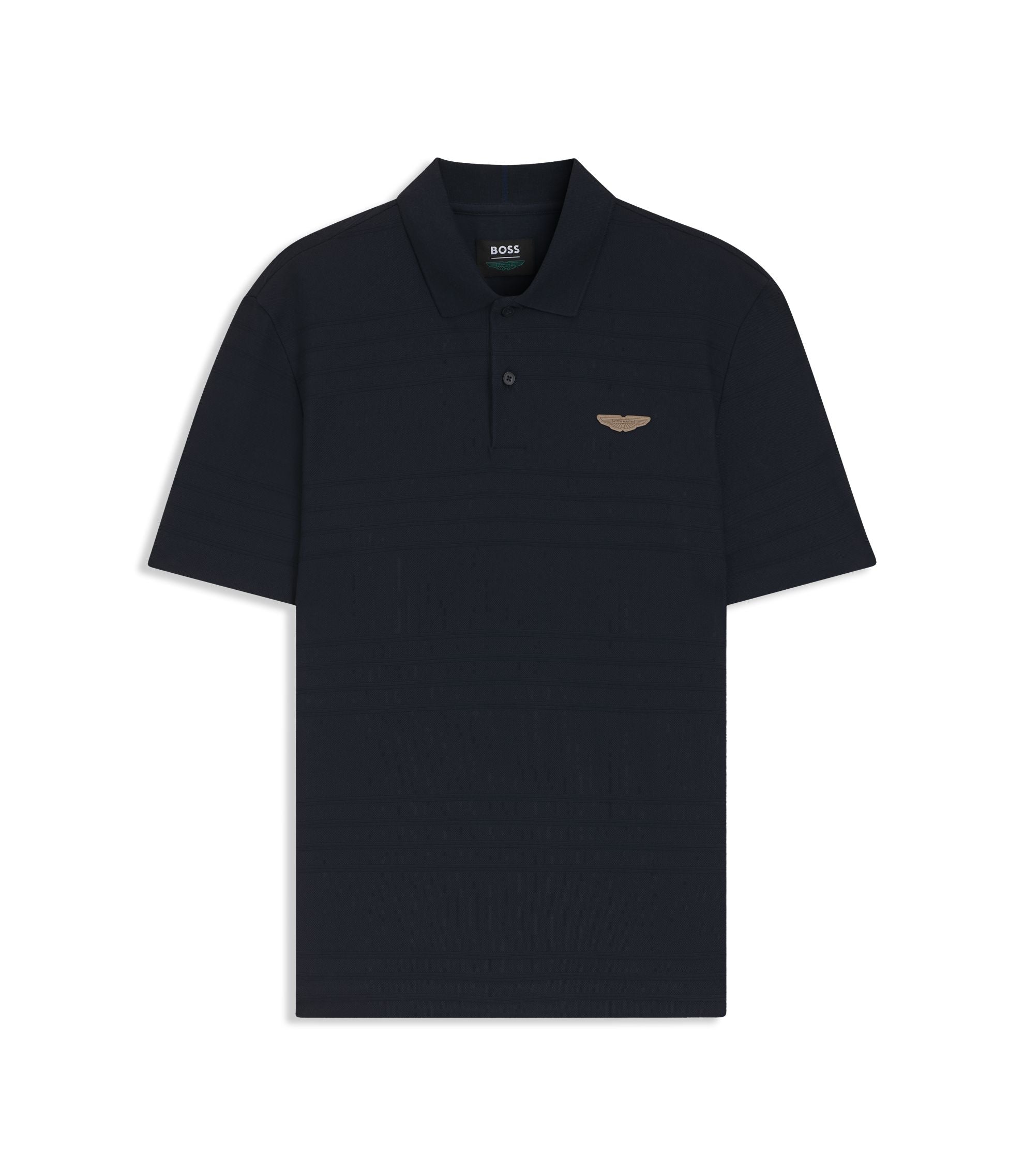 Boss X Aston Martin Polo Shirt In Cotton Jacquard Dark Blue