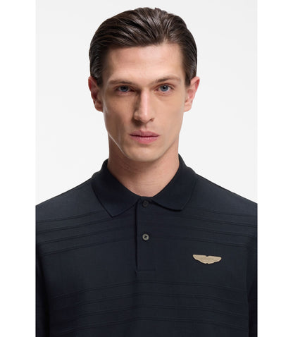 Boss X Aston Martin Polo Shirt In Cotton Jacquard Dark Blue