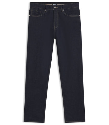 Boss Indigo Straight Fit Jeans In Stretch Denim Dark Blue