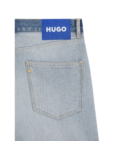 Hugo Regular Fit Jeans In Inside Out Denim Light Blue
