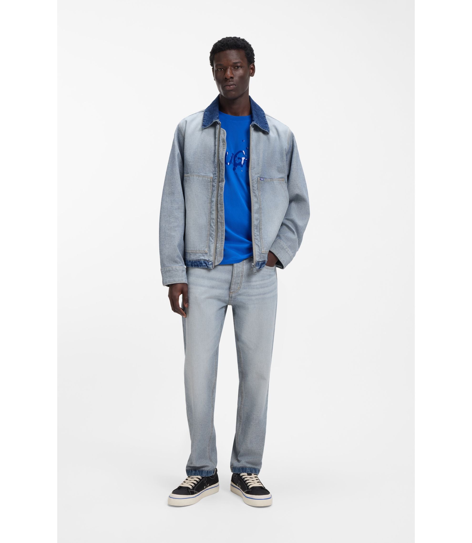 Hugo Regular Fit Jeans In Inside Out Denim Light Blue