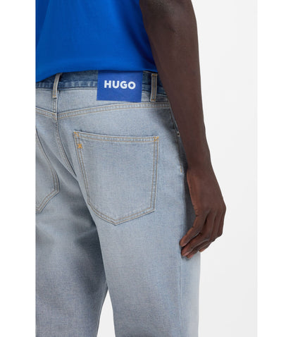 Hugo Regular Fit Jeans In Inside Out Denim Light Blue