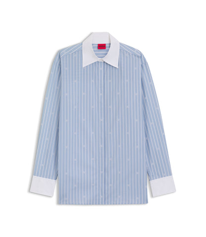 Hugo Oversized Fit Blouse With Stacked Logos Patterned Women's
