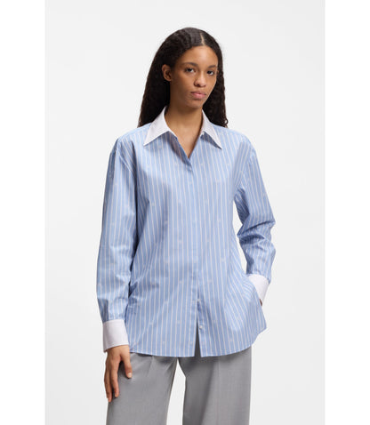 Hugo Oversized Fit Blouse With Stacked Logos Patterned Women's