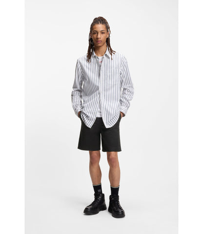 Hugo Slim Fit Shorts In Stretch Cotton Twill Black